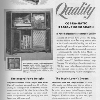 1951 - Zenith Radio/Phonograph Advertisement