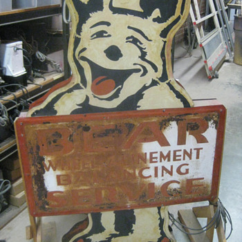 1940's BEAR ALIGNMENT / BEAR MANUFACTURING Metal Sign / Double Sided - Signs