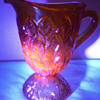 VINTAGE AMBERINA WITH SOME MANGANESE & CRACKLE GLASS