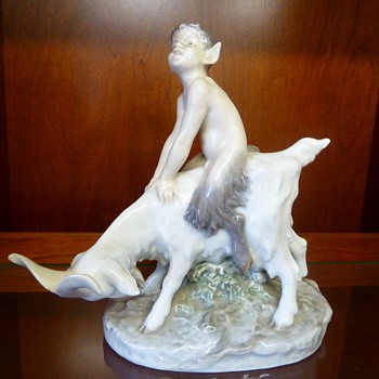 Royal Copenhagen Faun on Goat Figurine - Figurines