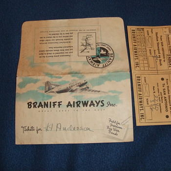 WW2 Braniff Airways tickets