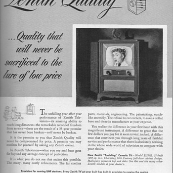 1952 - Zenith "Paulding" Console TV Advertisement - Advertising
