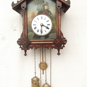 Another stunning "tin plate" hand painted antique cuckoo clock "Rupert Mauer" Ca 1855 - Clocks
