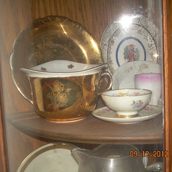 22k Gold China Cup and Saucer ande Old Perfume Bottles