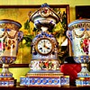 Antique Porcelain Clock Set 