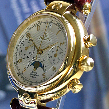 POLJOT Basilica Silver Century Moonphase Chronograph · Russian Watch - Wristwatches