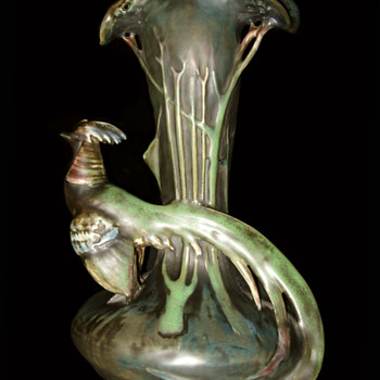 Pheasant Vase by Amphora - Art Pottery
