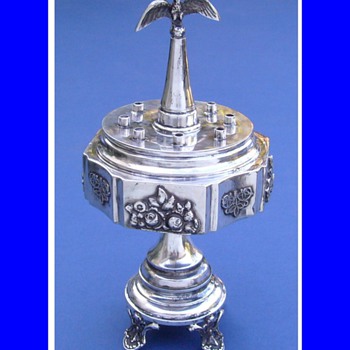 Antique FOLK ART Sterling Silver OIL MENORAH 