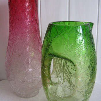 Kralik Crackle Cranberry Vase - Art Glass