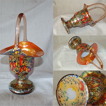 Kralik Millefiori Basket 10 1/2" tall - Art Glass