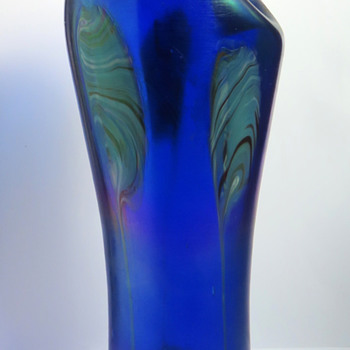Rindskopf Cobalt Blue Pulled Feather Vase - Art Glass