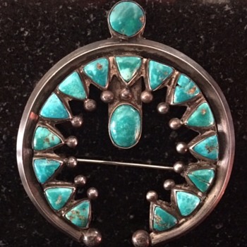 Very Old Navajo Naja Turquoise Pin - Native American