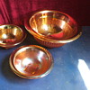 3 beautiful iridescent marigold smooth ray bowls 1=12", 2=7", Imperial?looking for info.