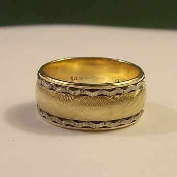 Vintage "Wide" Wedding Band in 14k 3-Tone