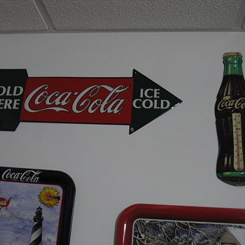 Coca Cola Thermometer and Arrow Sign - Coca-Cola