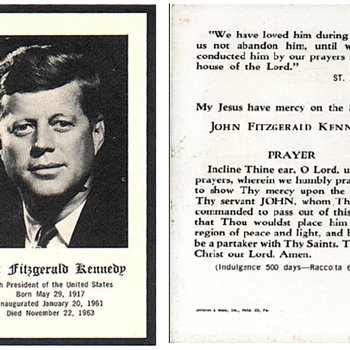 John F. Kennedy Prayer Card