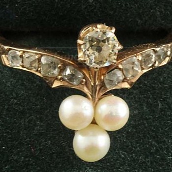 Rose Gold, Belle Epoque Diamond Pearl Ring - Fine Jewelry