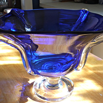 Cobalt compote that matches my large vase - Art Glass