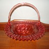 "Fenton"Glass Basket Bowl with "Bamboo Style handle"