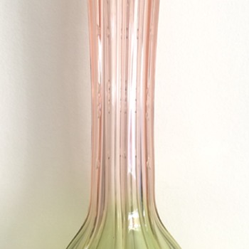 Rubina verde mould blown and cut Edwardian vase - Art Glass
