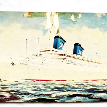 1973-ss australis-poscard/ticket/docking -nz-uk-return home.
