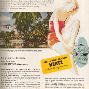 1952 - Hertz Car Rental Advertisement