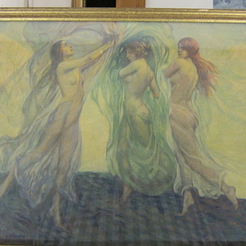LOUIS F. BERNEKER  -  THREE DANCERS  -  1920'S COLOR ART PRINT - Posters and Prints