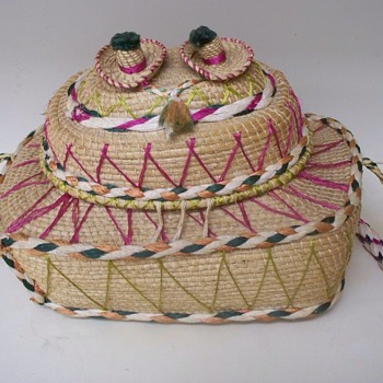Very Unique Vintage Basket or Purse with Lid. Possibly Mexican?? - Bags