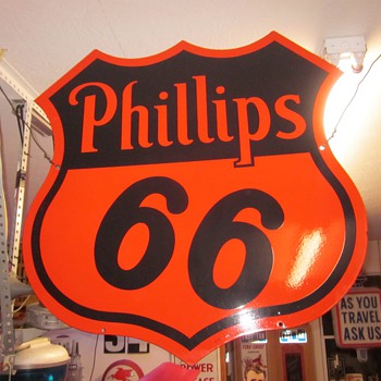 Phillips 66 Porcelain 29 inch Sign Dated 1955 - Signs