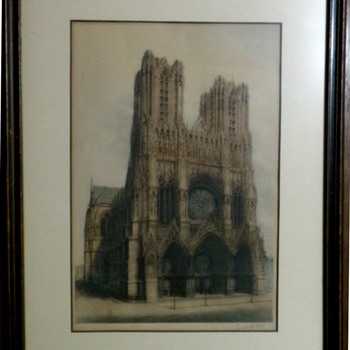 Antique "Original" Etching of Notre Dame by Loiuteau (Not a Print)