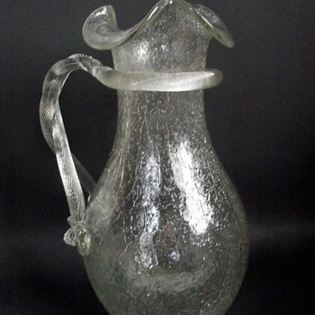CZECH DECO EXPORT: KRALIK MARKED OVERSHOT PITCHER - Art Glass