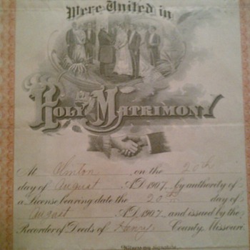 Great Grandma's and Grandpa's wedding certificate - Paper