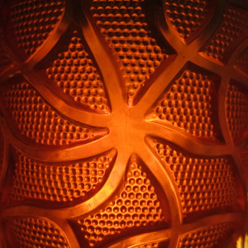 Marigold Carnival Glass w/ Lattice Weave 4-1/4 by 2-3/8