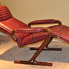 Older zero gravity style Reclining Lounge chair, beautiful crafted wood frame