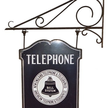 New England Telephone & Telegraph Co. Rectangle Business Office Bracket Sign - Signs