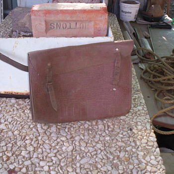 Old leather school bag