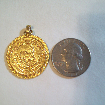 14K GOLD 1980 KRUGERRAND NECKLACE PENDANT 7.8 GRAMS / WITH STAMP - Gold