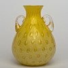 controlled bubbles and gold leaf vase with handles