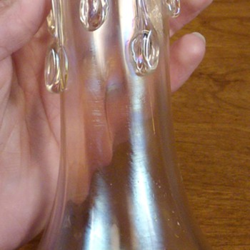 Pretty clear iridescent glass vase. - Art Glass