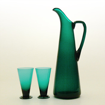 SV jug and glasses, Nanny Still (Riihimäen, 1950) - Art Glass