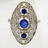Antique Nouveau Diamond Ceylon Sapphire Platinum Dinner Ring 27mm x 15mm