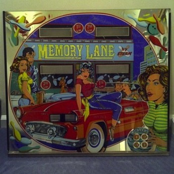 1970's pinball machine part - Memory Lane by Stern Front Glass  