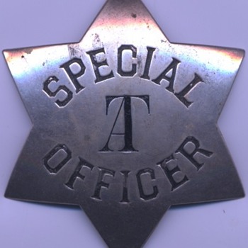 early 1880's AT&SF Railway Special Officer marked "AT" for Arizona Territory 