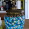 Longwy Faience Enamel & Bronze Lamp