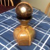 Italian green glass, leather cover bottle with cork
