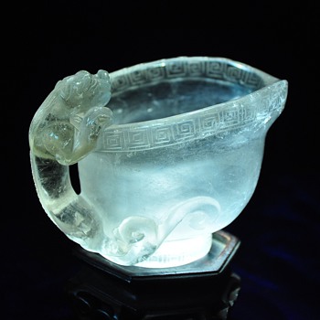 Rare Authenitic 19th century Chinese Carved Rock Crystal LIBATION CUP