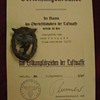 WW II German Luftwaffe Ground Combat Badge and Certificate