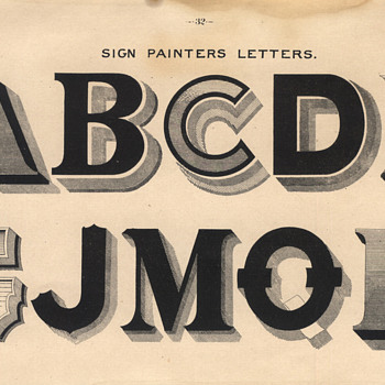 Typographical 19th Century Lettering print - Paper