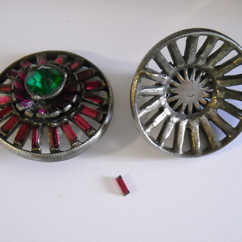 Pink and Green Silver Buttons