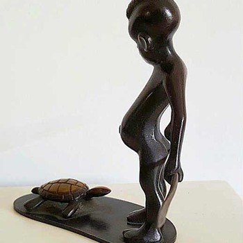 RARE RICHARD ROHAC AUSTRIA, NATIVE BOY AND TURTLE - Art Deco